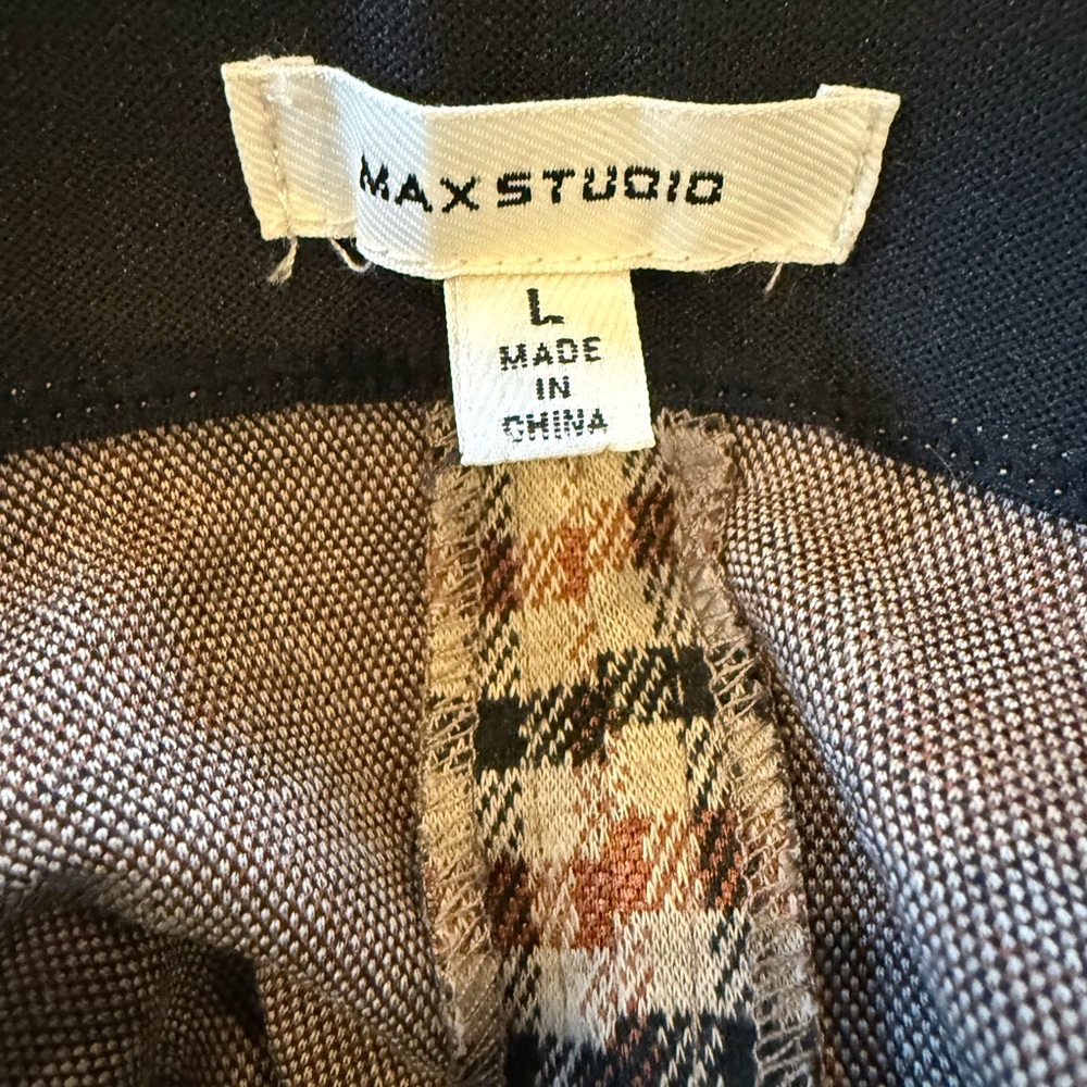 Max Studio Checkered A-Line Skirt in Tan and Black - Picture 3 of 6